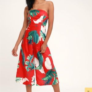 NWOT | never worn | red tropical tube jumpsuit